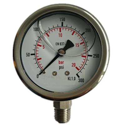 China En837-1 Brass Bourdon Tube Pressure Gauge All Stainless Steel Brass Bourdon Tube Pressure Gauge 0-20bar/0-300psi 1/4