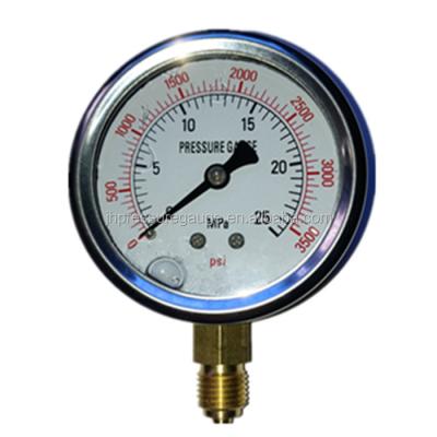 China High Accuracy Brass Helical Type 304 Stainless Steel Bourdon Tube Pressure Gauge Housing High Pressure Gauge 25MPa for sale