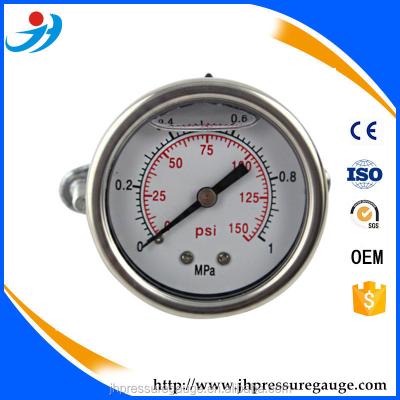 China Brass Bottom Connection Y163-BG085 Pressure Tube Drone Pressure Gauge / High Quality Liquid Filled Pressure Gauge for sale