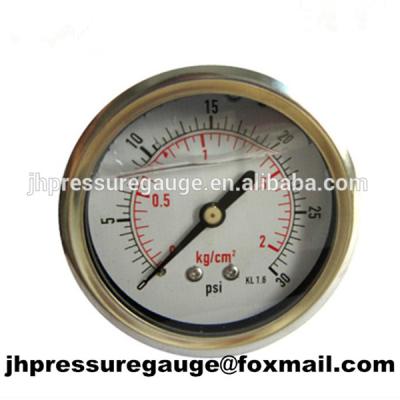 China Stainless Steel Bumblebee Case Vacuum Pump Pressure Gauge Pressure Gauge Black Tube 0-30psi for sale