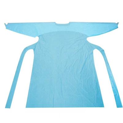 China EN13795 SANITARY Passed Blue Color Disposable CPE Gown With Thumb Hook for sale