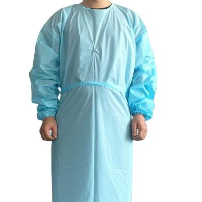 China Durable Disposable Plastic Gowns Cpe Combination Apron Blue Gown EN13795 Non Sterile for sale