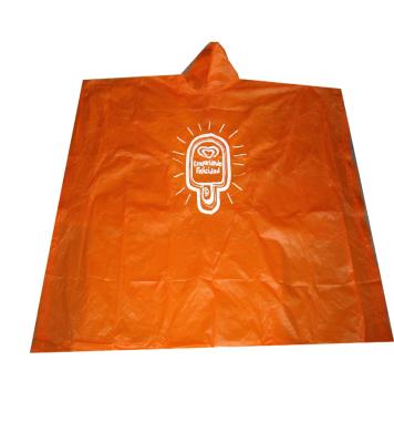 China Bachelor Raincoats Orange Color Hooded Rain Poncho With Logo Customized Square Rain Poncho Reusable for sale