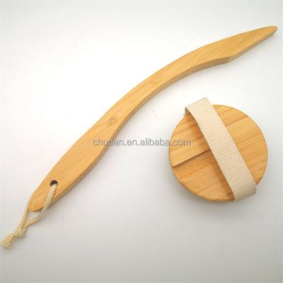 China EXFOLIATE Long Bristle Handle Natural Bamboo Exfoliating Detachable Bath Brushes Sponges for Massaging Bath Brushes for sale