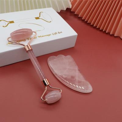 China Wholesale Face Lift Jade Massage Roller With Jade Beauty Scraping Board Gua Sha Set Massage Gift Skin Care Tool Facial Gua Sha Tool for sale