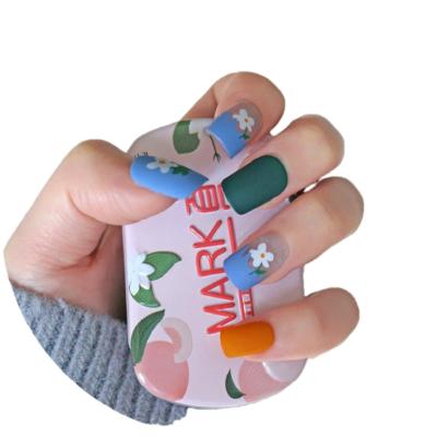 China Flexibility Wholesale Nail Art Supplies Square Design Full Cover Short Press On Nails Pre Glued Fake Nails Tips for sale