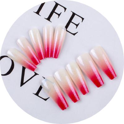 China New Design Flexibility Fashional Gradient Color Ballet T Magic Mirror Long Powder Fake Nail Press On Nails for sale