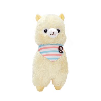 China Lovely eco-friendly material beige alpaca with a bib alpaca plush plush toys llama for sale