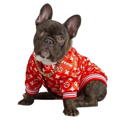 China Viable Popular Tide Brand Dog Jacket Clothes Teddy Fadou Corgi Winter Warmth Leopard Sports Dog Jacket Pet Coat for sale