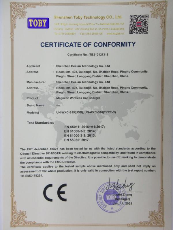 CE - Shenzhen Beelan Technology Co., Ltd.