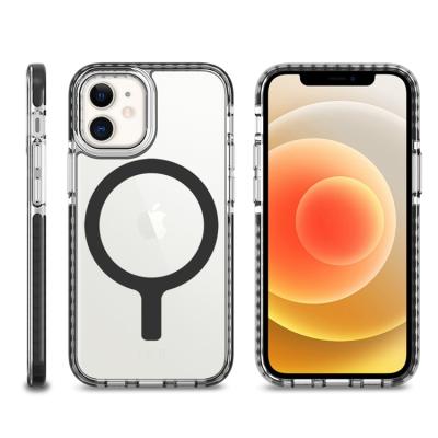 China Custom New China Band Anti-fall Mobile Phone Case Magnetic Clear Shockproof Hybrid Magnetic Cover For iPhone 12 13 Mini Pro Max for sale