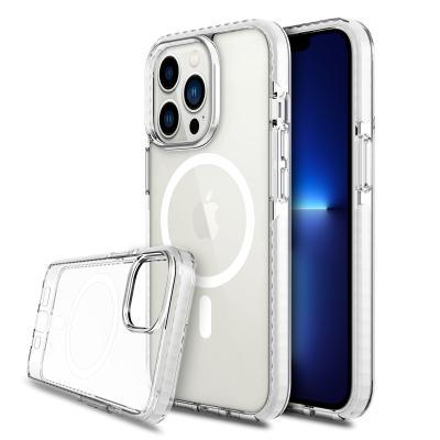 China Factory Direct Ring Wireless Charging Shockproof Magnetic Anti-collision Mobile Phone Case OEM Clear Charging Protective Cover For iPhone 13 12 for sale