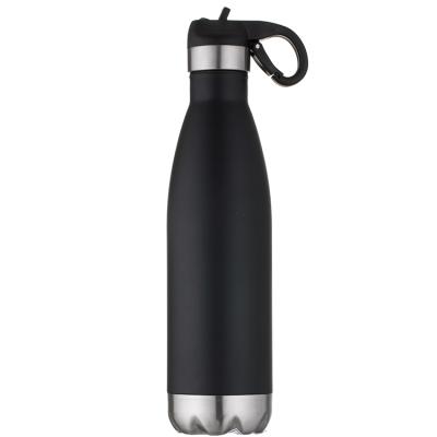 China 500ml Cola Sustainable Shape Portable Stainless Steel Black Water Bottle With Drinking Straw And Handle for sale