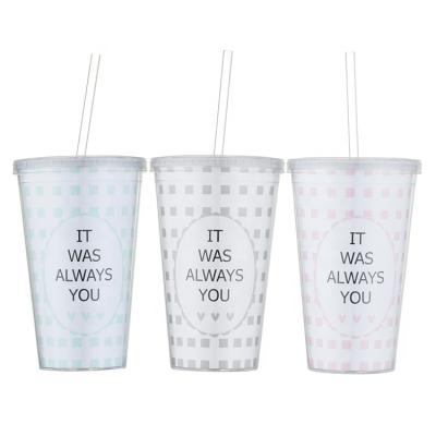 China Hot selling 500ml popular creative double wall plastic custom private label plastic cheap outdoor tumbler for sale