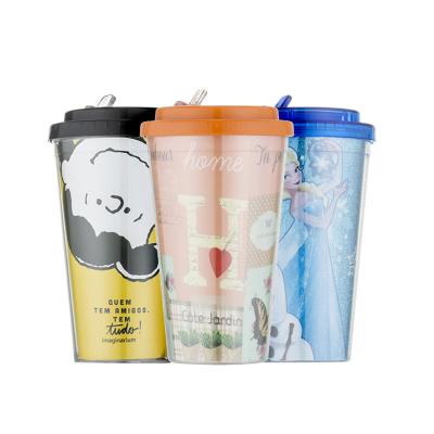 China 520ml Creative Eco-Friendly Wholesale Cheap Price Recycled Plastic Stock Tumbler With Lid And Straw for sale