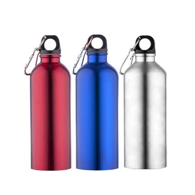 China Sustainable Custom Logo Aluminum Camping Hiking Sports Water Bottle With Carabiner for sale