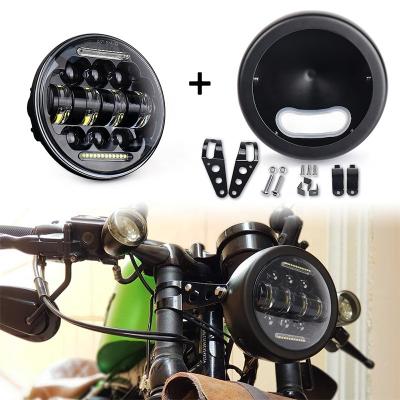 China Black Motorcycle LED Headlight Housing Kit OVOVS Die Cast Aluminum Housing 5.75