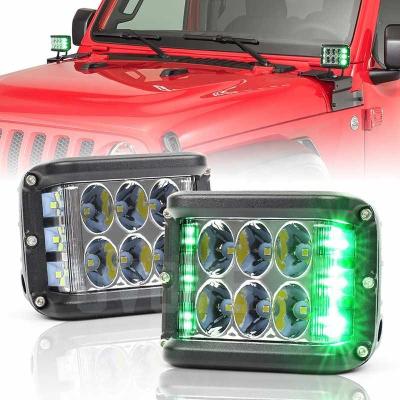 China OVOVS 30W 4inch Universal Green Led Work Light Side Shooter Turn Signal Work Light Car Accessories For Trucks Off Road 4x4 Vehicle for sale