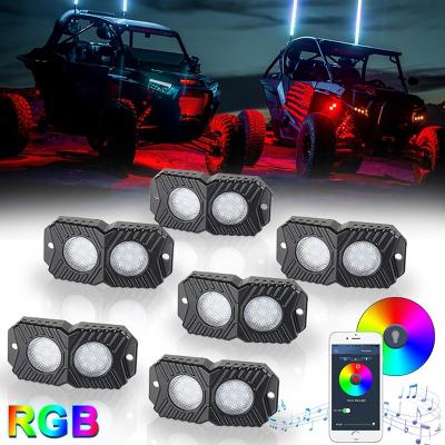 China 4x4 Truck Cars ATV OVOVS 12V 6 Pods Blue Tooth RGB LED Rock Controlled Light For 4x4 Truck Cars ATV for sale