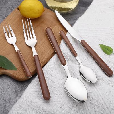 China Direct Selling Viable Nordic Style Factory Wooden Graves 430 Luxury Stainless Steel Cutlery Sets for sale