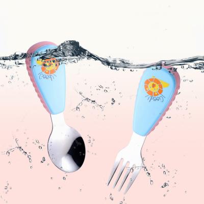 China Wholesale 304 Stainless Steel Lovely Cartoon Pattern Outdoor Portable Spoon and Fork Set for sale