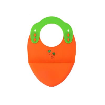 China Food Grade Durable Silicone Adjustable Soft Waterproof Baby Kids Colorful Bib With Pocket for sale