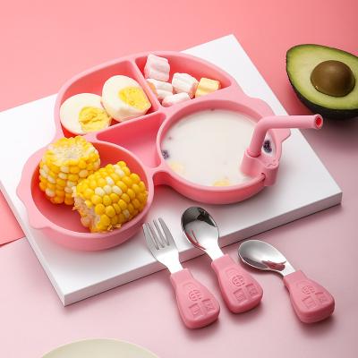 China Factory direct sale 100% eco-friendly/non-toxic/kid friendly lovely cartoon car silicone divided dishes dinnerware set for sale