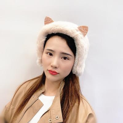 China Korea long winter earmuff soft plush cat ear bag female cute headband female soft warm scarf dual-use. for sale