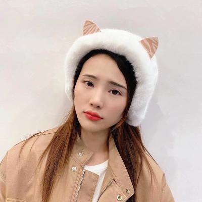 China Korea long winter earmuff soft plush cat ear bag female cute headband female soft warm scarf dual-use. for sale