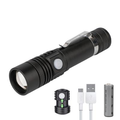 China Custom Zoomable Emergency Led Flashlights Hunting Police Torch Usb Rechargeable Powerful Tactical Flashlights for sale