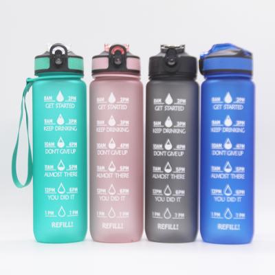 China Wholesale 1L Water Bottle BPA Free Drop Shipping Motivational Leak Proof Plastic Water Bottle Viable With Time Mark for sale