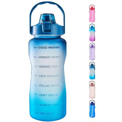 China Viable Motivational 64oz Water Bottle with Time Marker and Straw - BPA Free and Large Plastic Water Bottle for sale