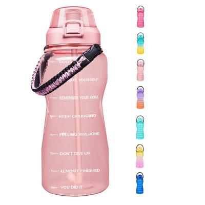 China Water Bottle 64 128oz Portable Motivational Plastic Viable Liter Water Jug With Marker And Weather Straw For Outdoor Gym for sale