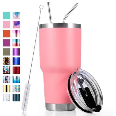 China Sustainable Modern Leak Proof Vacuum Insulated Double Wall Stainless Steel Tumbler With Lid Straw Tumbler 30 oz for sale