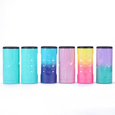 China 12oz Sustainable Tipping Non Silm Vacuum Metal Stainless Steel Insulated Beer Can Cute Cooler Water Bottle for sale