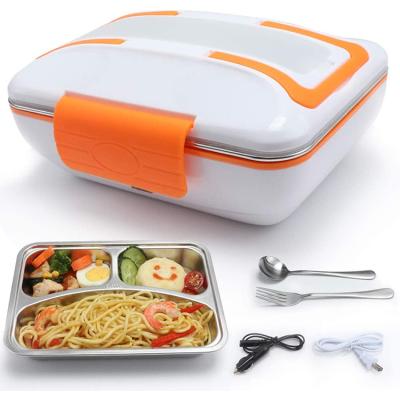 China Sustainable Portable Electric Lunch Box with Spoon Food Heater Rice Container Warm Keeping Stainless Steel Bento Box 110V 220V for sale