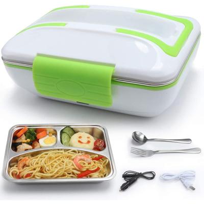 China Viable 2 in 1 Portable Car Container and Home Electric Heated Lunch Box US Plug/EU Plug 12V 110V 220V Bento Boxes Food Heater Rice for sale