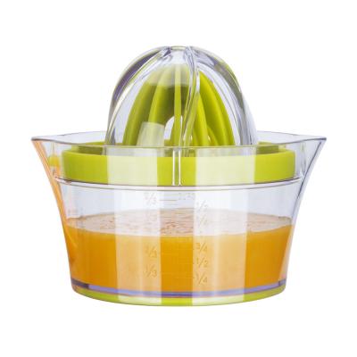 China 2021 New Viable Manual Hand Squeezer Lemon Squeezer Orange Squeezer With Plastic Container Fruit Lemon Lime Squeezer for sale