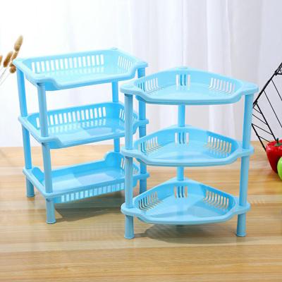 China Sustainable Factory Wholesale 3 Tier Household Bathroom Kitchen Utensil Corner Storage Rack Removable Desktop Shelves for sale