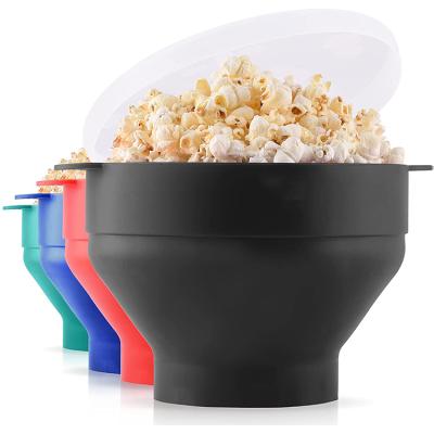 China Microwave Oven Food Grade Folding Microwave Silicone Popcorn Maker Bowl Safe Popcorn Bucket for sale