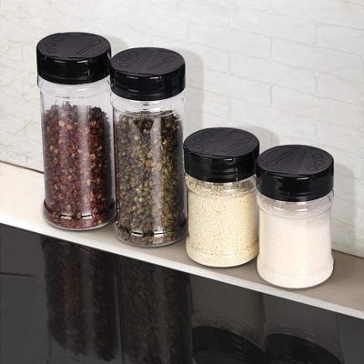 China 80-360ml PET Clear Empty Plastic BBQ Salt and Pepper Shaker Salt Bottle Spice Jar Sustainable for sale