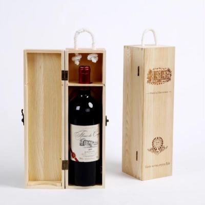 China Handmade Wholesale Custom Single Bottle Wooden Wine Gift Box for sale