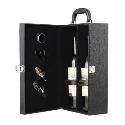 China Packaging Material Customize Packaging Luxury PU Red Wine Leather Gift Box With Accessories for sale