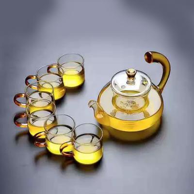 China Sustainable Flower Tea Heat Resistant Pyrex Glass Teapot With Infuser for sale