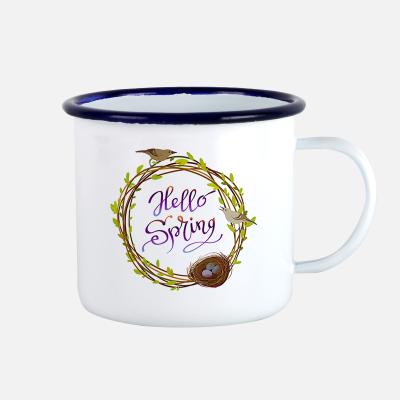 China 8.5 oz Sublimation Enamel 250ML Mug Custom Viable Wholesale Metal Logo Enamel Mug for sale