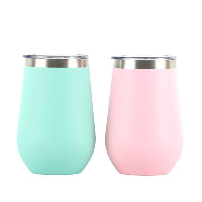 China Sustainable New Design Wine Mug Customized Color 12OZ Stainless Steel Egg Shaped Cup Drinkware Mugs With Lid for sale