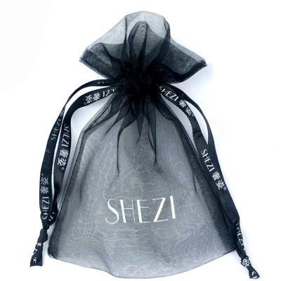 China SHELIKE LOGO Drawstring Candy Bag Disposable Custom Gift Mesh Bag Organza Bag for sale