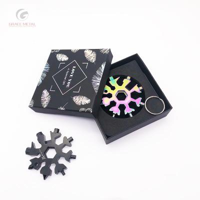 China Hot Selling 18 In 1 Multi Function Snowflake Tool Tools Pocket Key Key Chain for sale