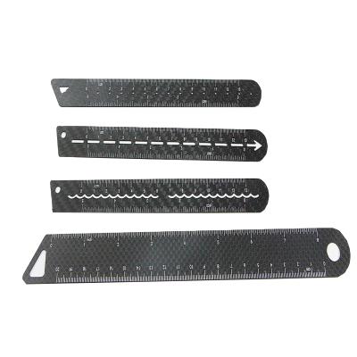 China Lightweight Eco-friendly Customized Carbon Fiber Super Ruler 13CM Length Black Widely Use For Journal for sale