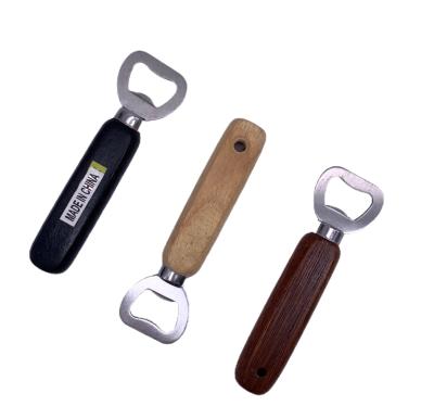 China LOW MOQ Reusable Reusable Personalized Wooden Handle Cap Beer Bottle Glass Opener for sale